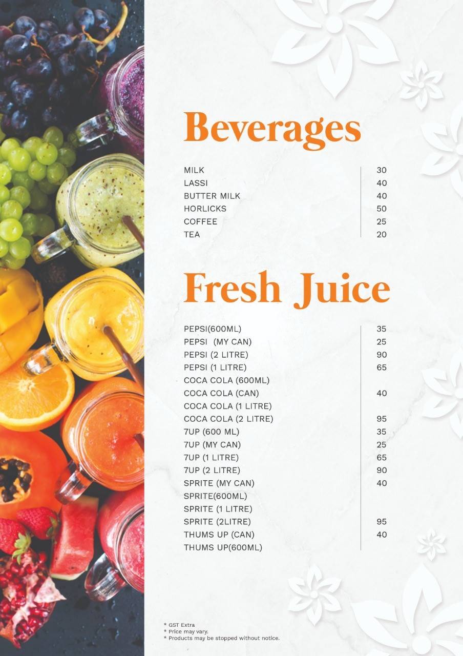 Gazania Indo Arab Restaurant menu