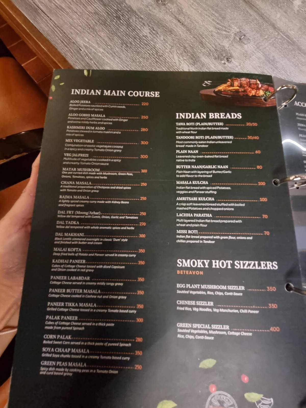 Green Italian Cafe & Restaurant (Green Hotel Rooftop) menu