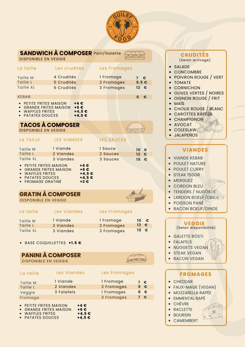 Menu de Guilef Food