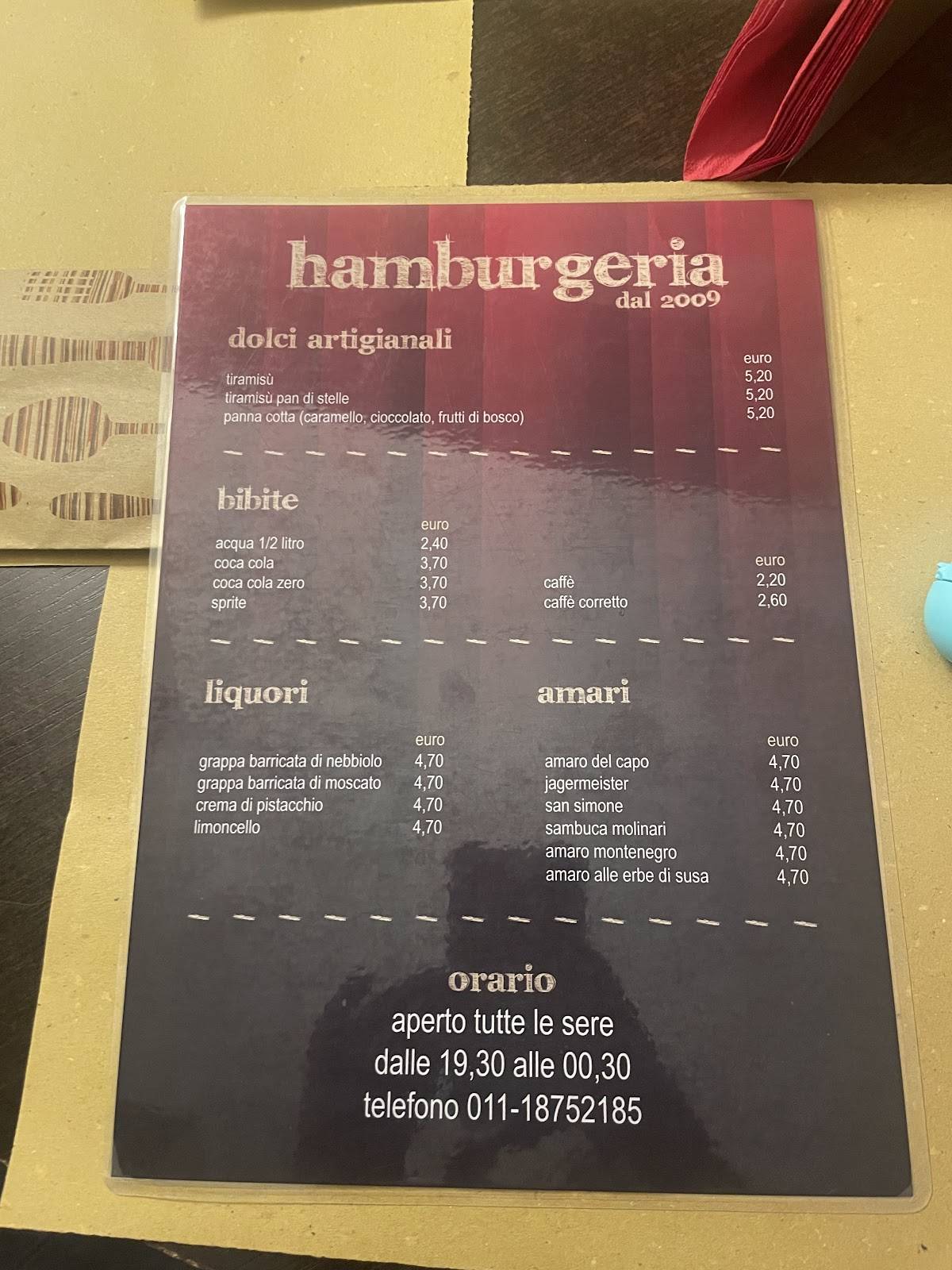 Menu di HAMBURGERIA TORINO 