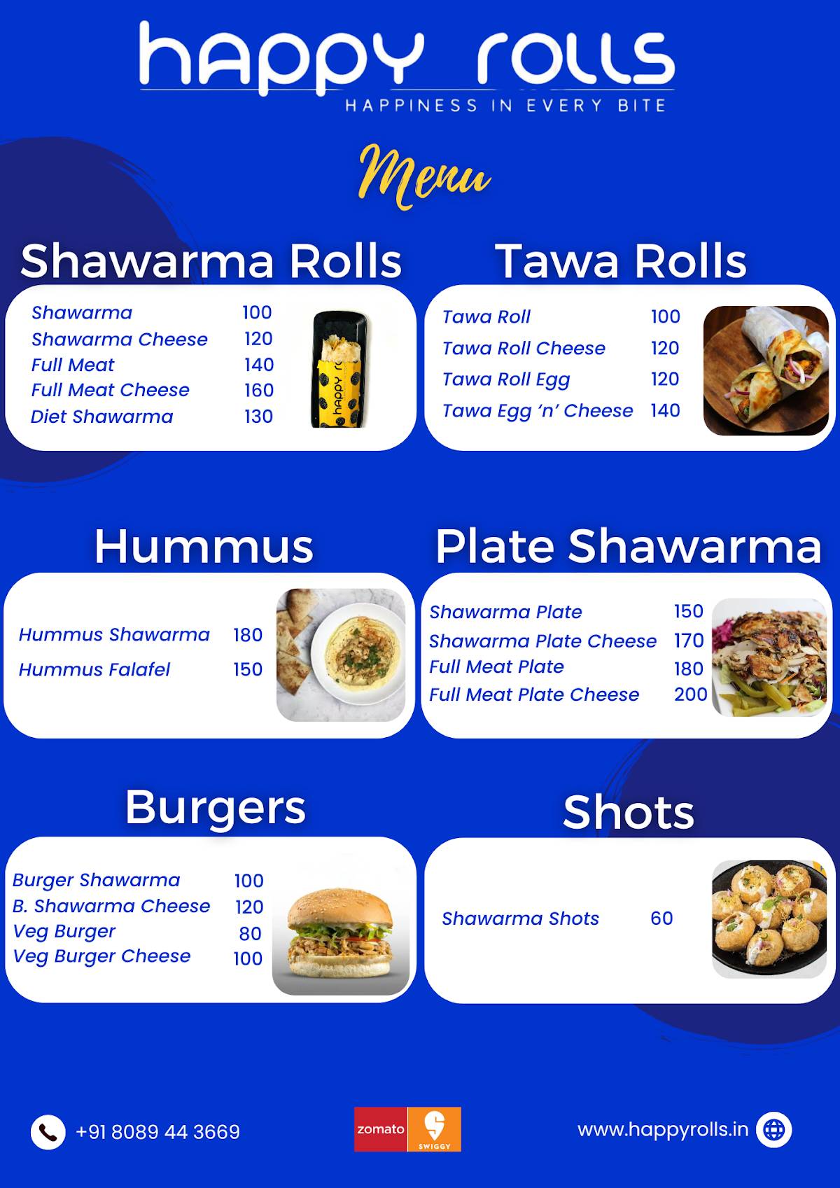 HAPPY ROLLS menu