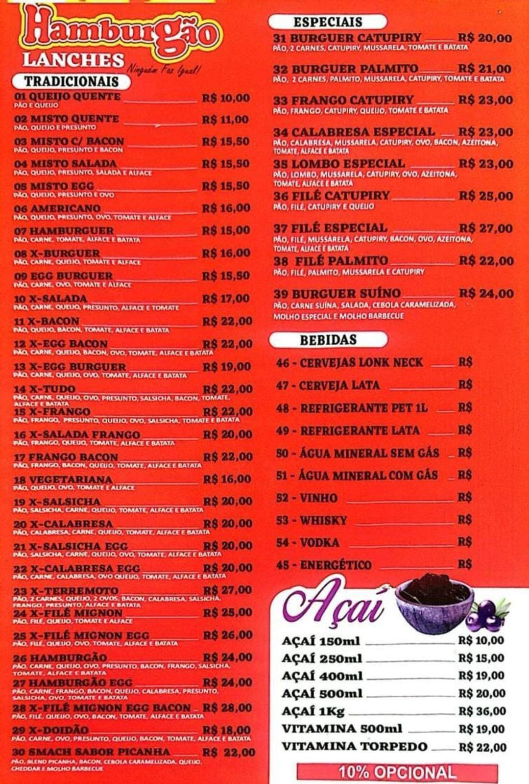 Hamburgão Eunápolis Rede Farias Gourmet e Tradicional Pizzaria Açai cardápio