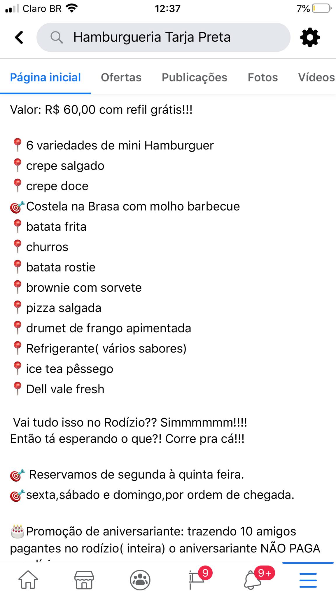 Hamburgueria Tarja Preta cardápio