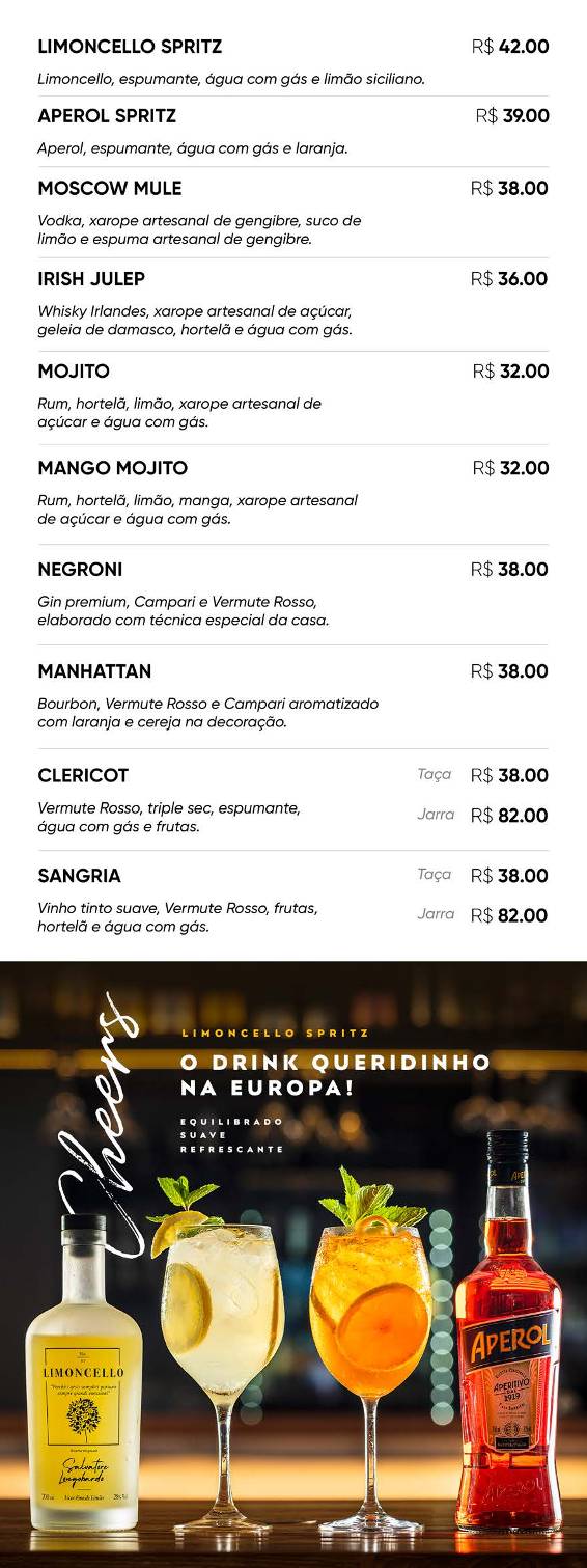 Hangar 13 Gastronomia cardápio