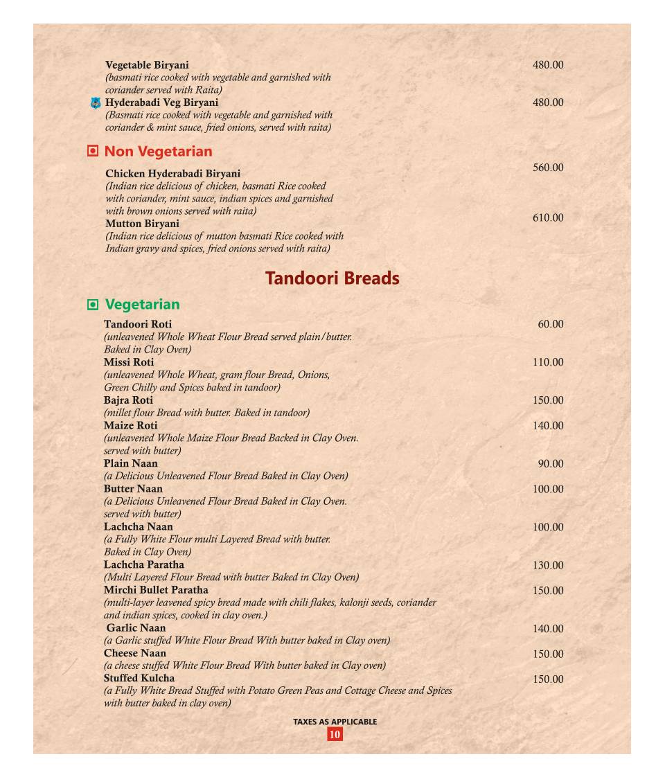 Restaurant Harigarh menu