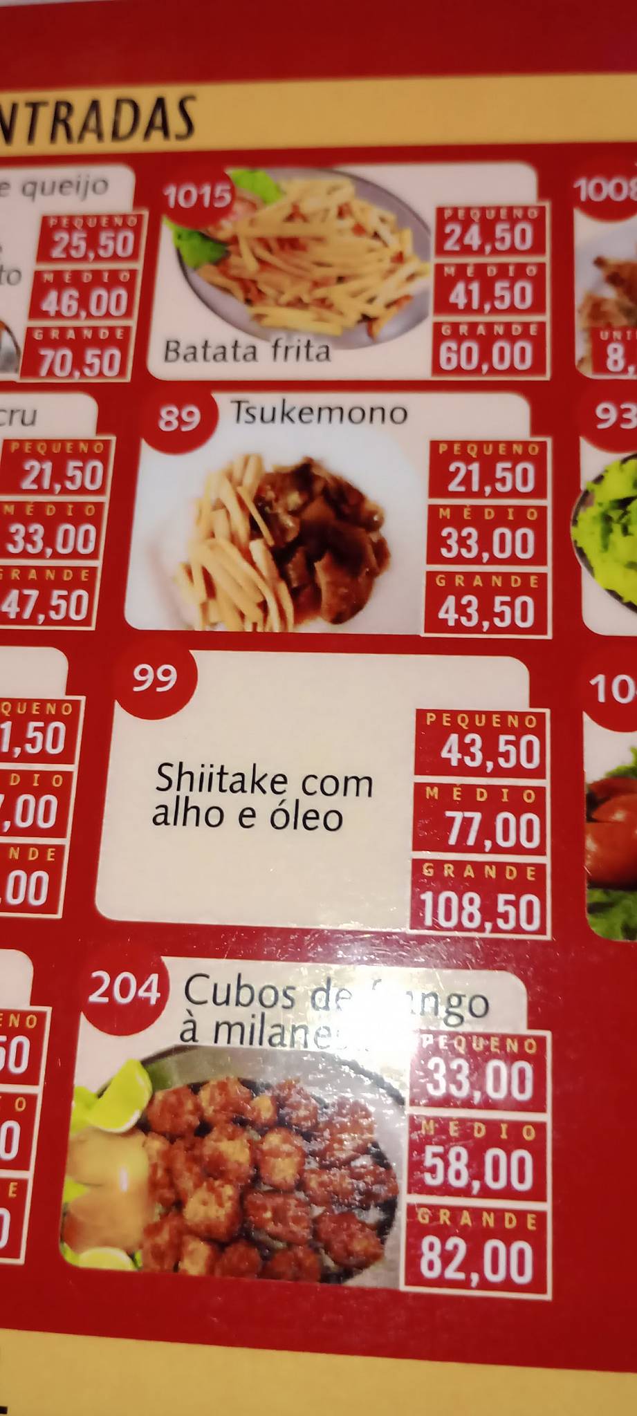 Hong Kong cardápio