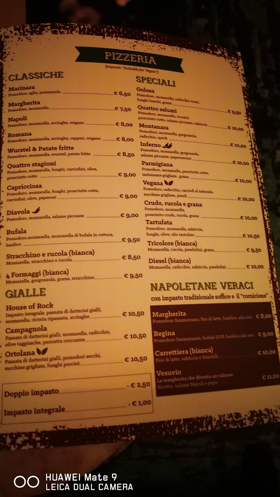 Menu di House of Rock 