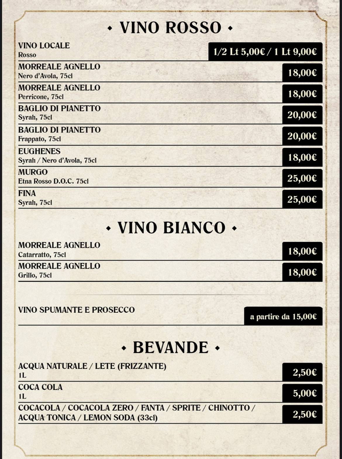 Menu di I Baroni Pizzeria Ristorante 