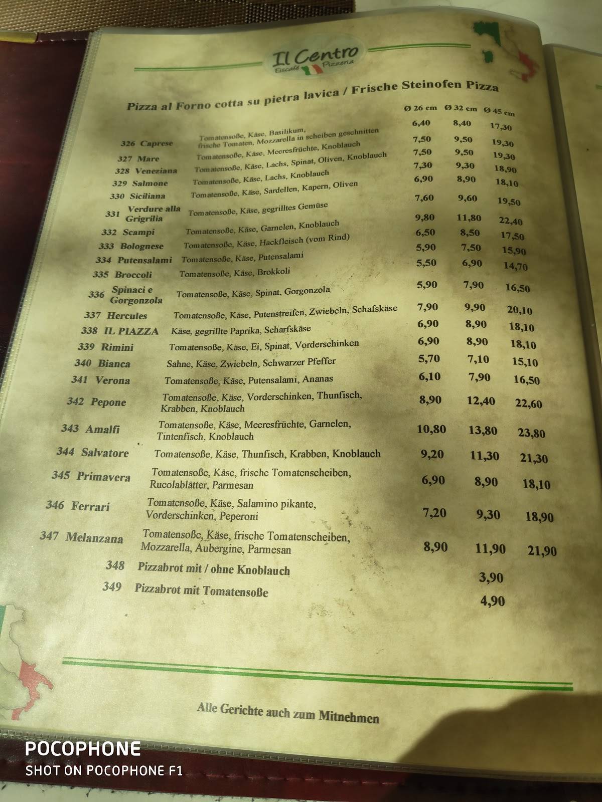 Speisekarte von Il Centro restaurant, Bad Reichenhall