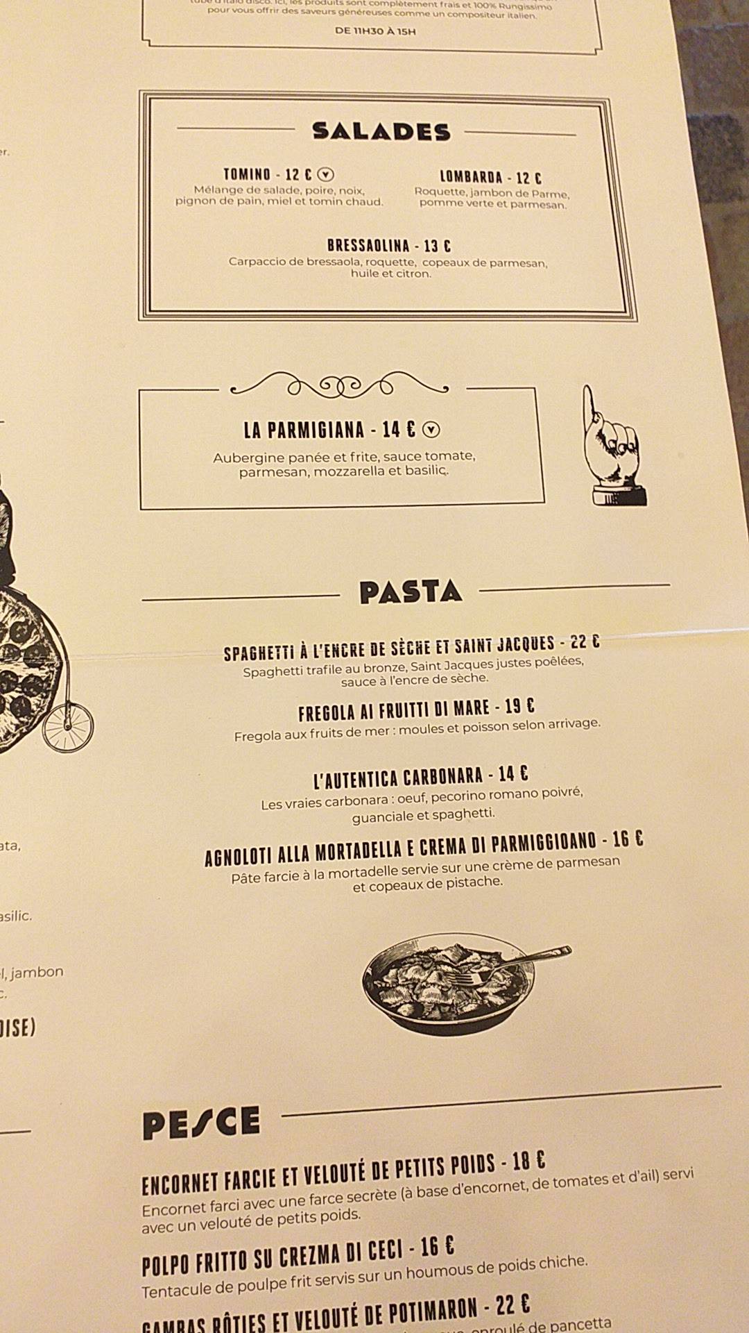 Menu de Il Mercato Rungis