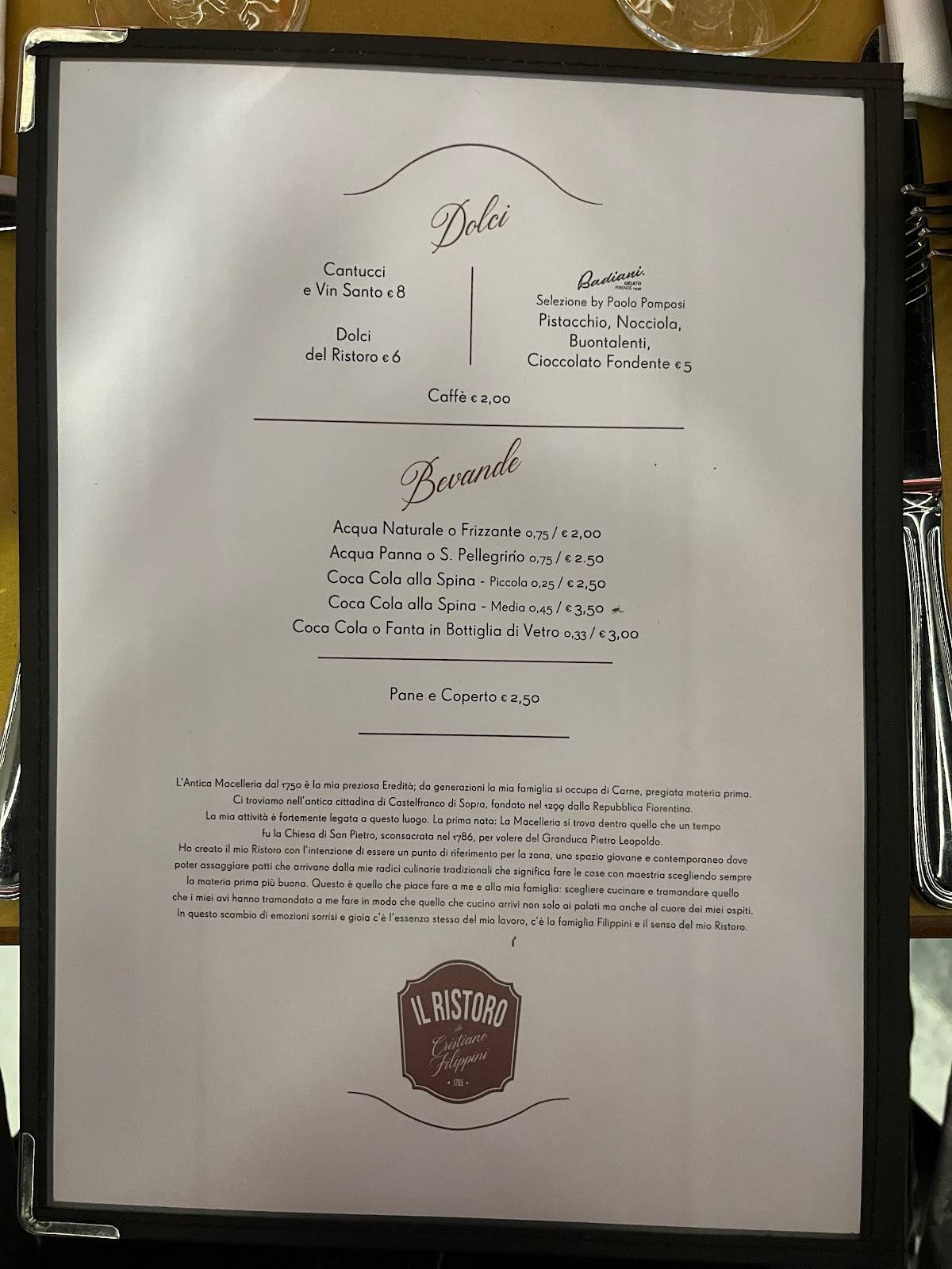 Menu di Il Ristoro di Cristiano Filippini