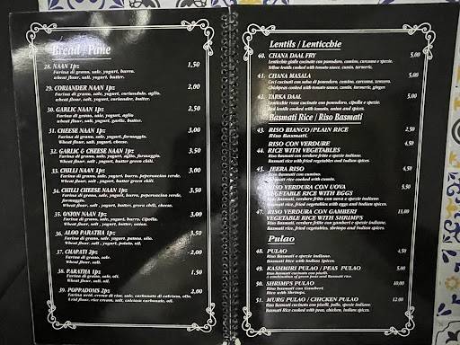Menu di Indian Curry Restaurant Catania 