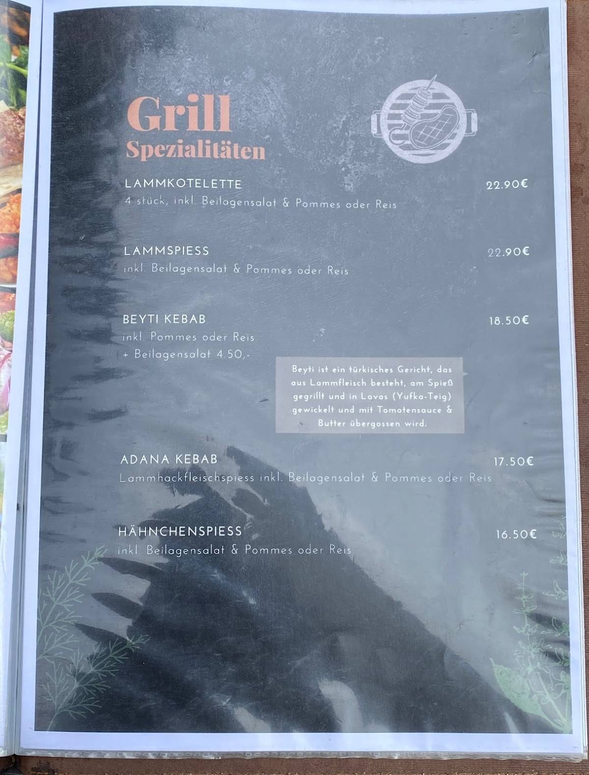 Menu de Istanbul Grill Restaurant