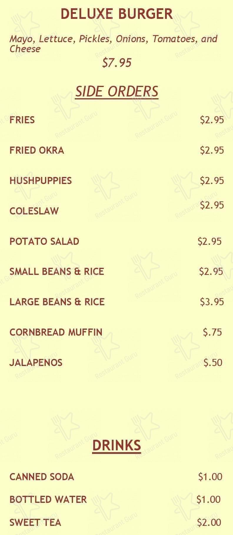 Menu at Jackson's Catfish Corner restaurant, Seattle, Rainier Ave S