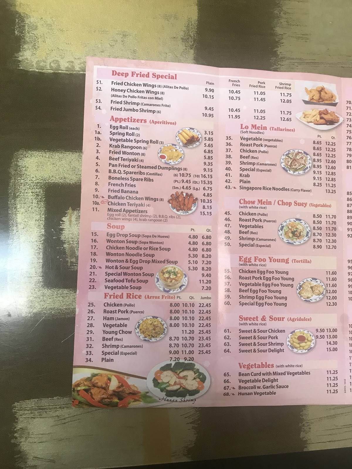 Menu at Jin Jin restaurant, Kendall West