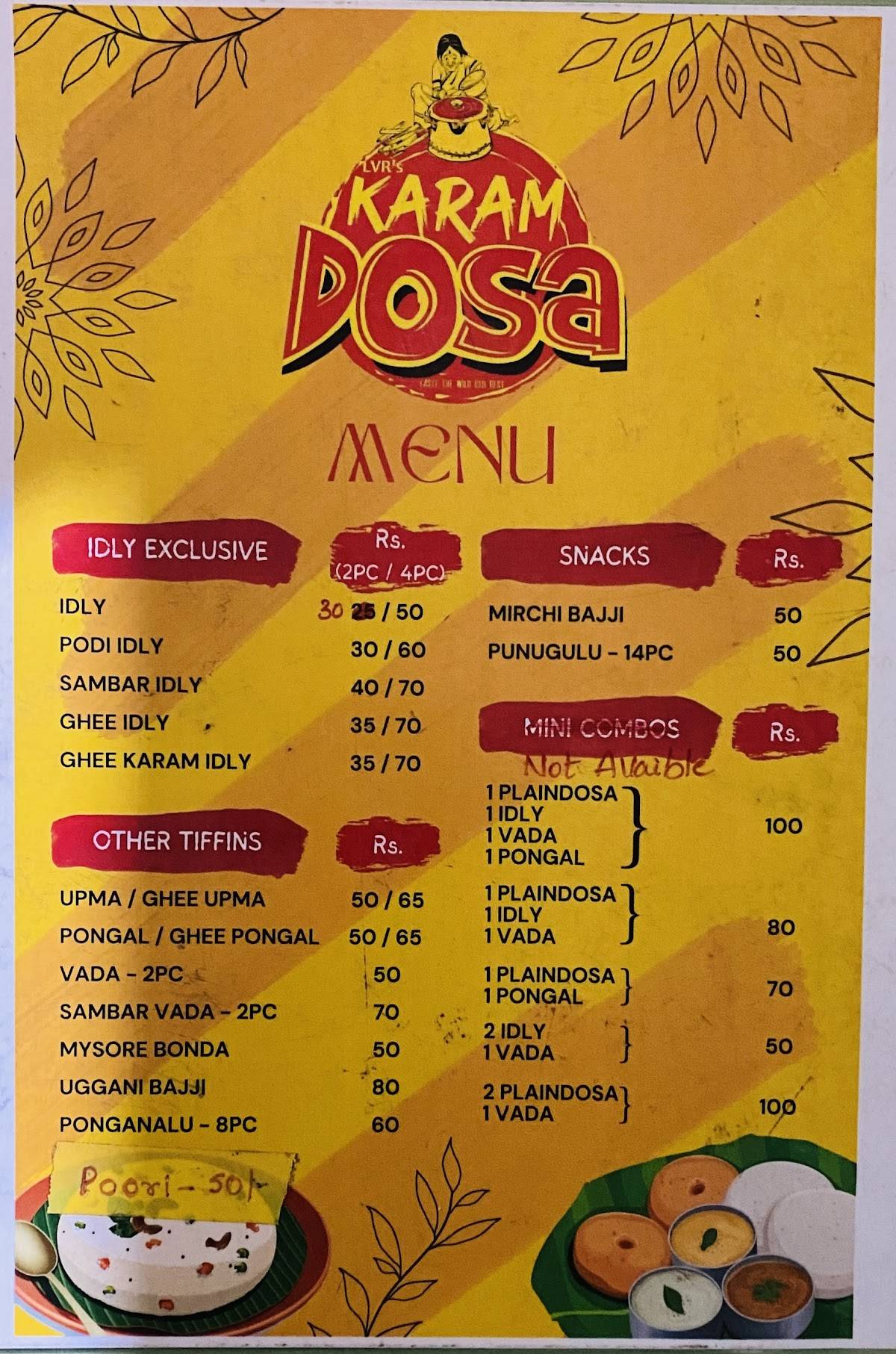 KARAM DOSA menu