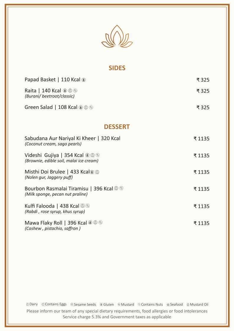 Kaansa - Crowne Plaza, Gurugram menu