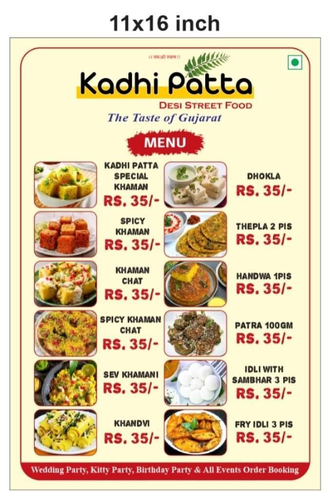 Kadi patta (Desi Street Food) menu