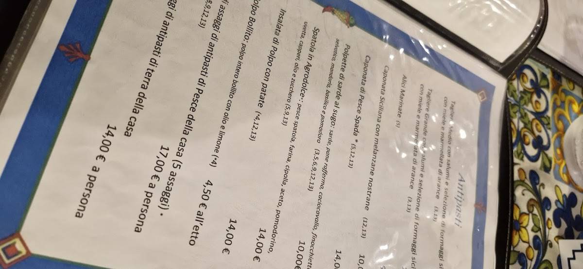 Menu di Kamikos - Trattoria Siciliana - Casa Vacanze - Shop 