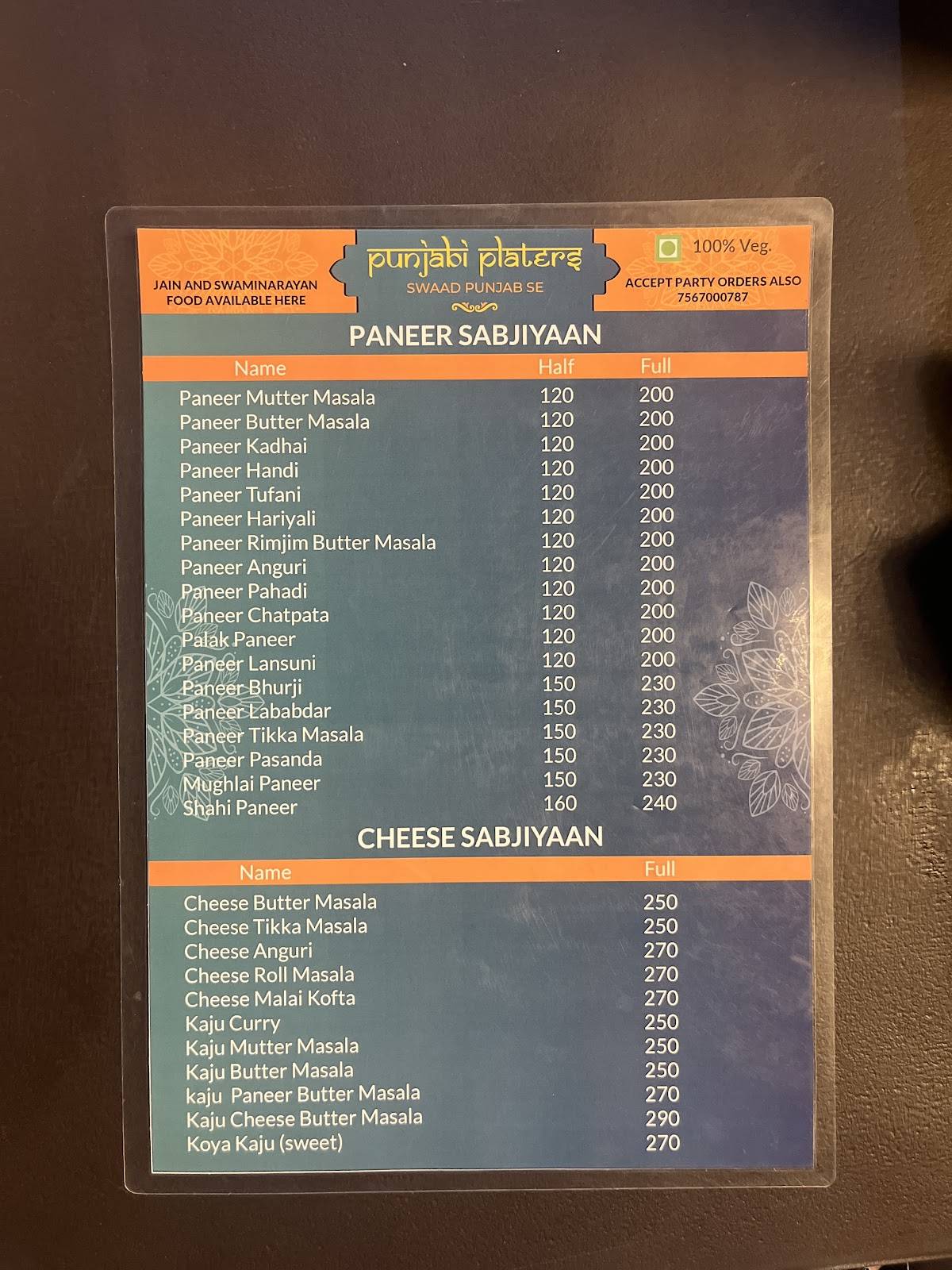 Kathiawadi Point menu