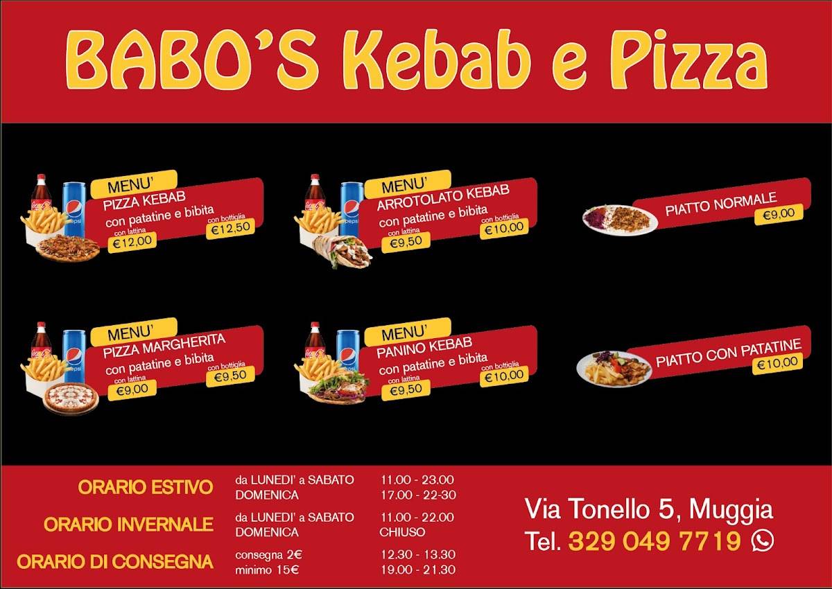 Menu di Kebab e pizzeria a muggia 