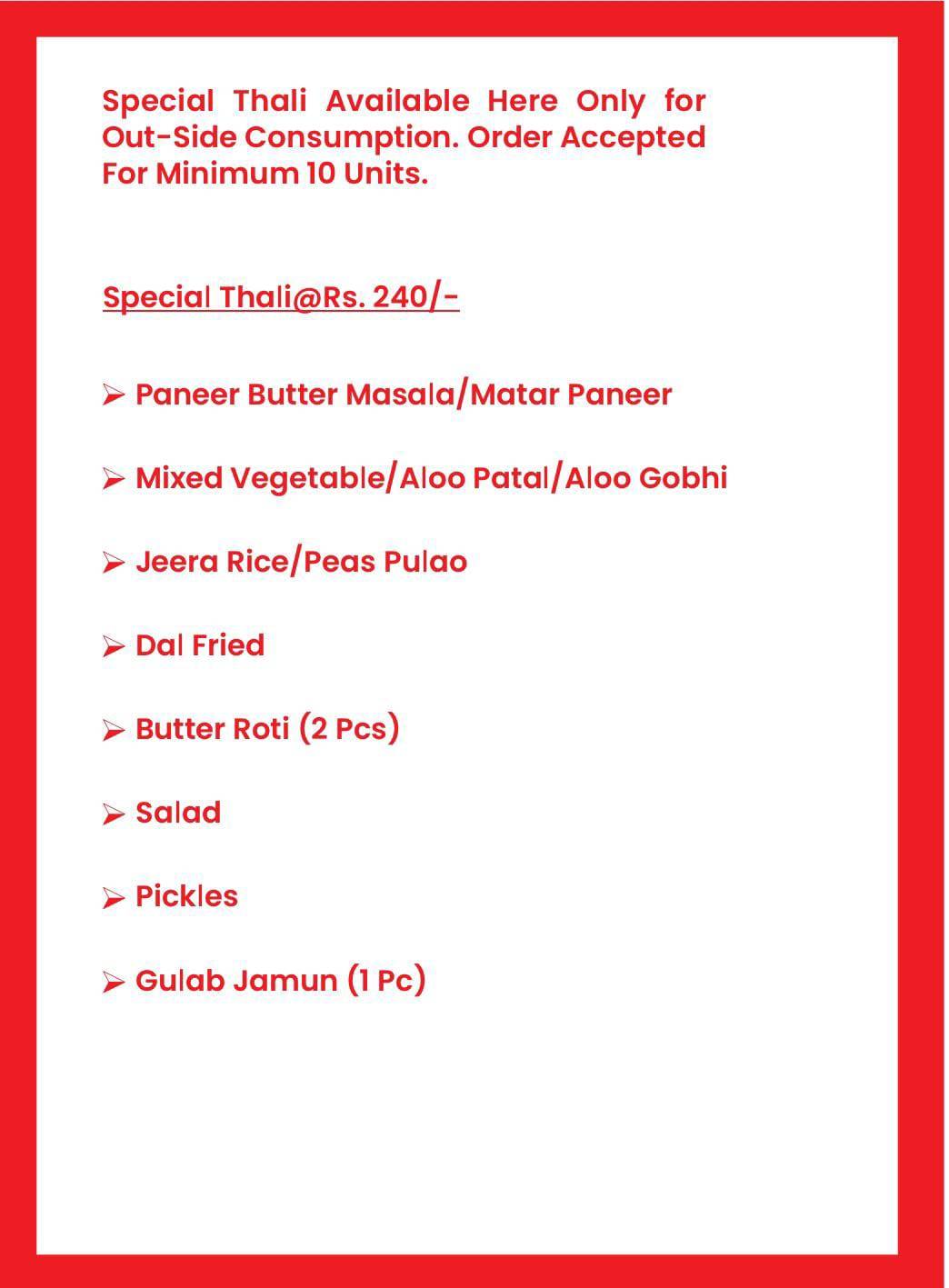 Khushi Family Restaurant menu