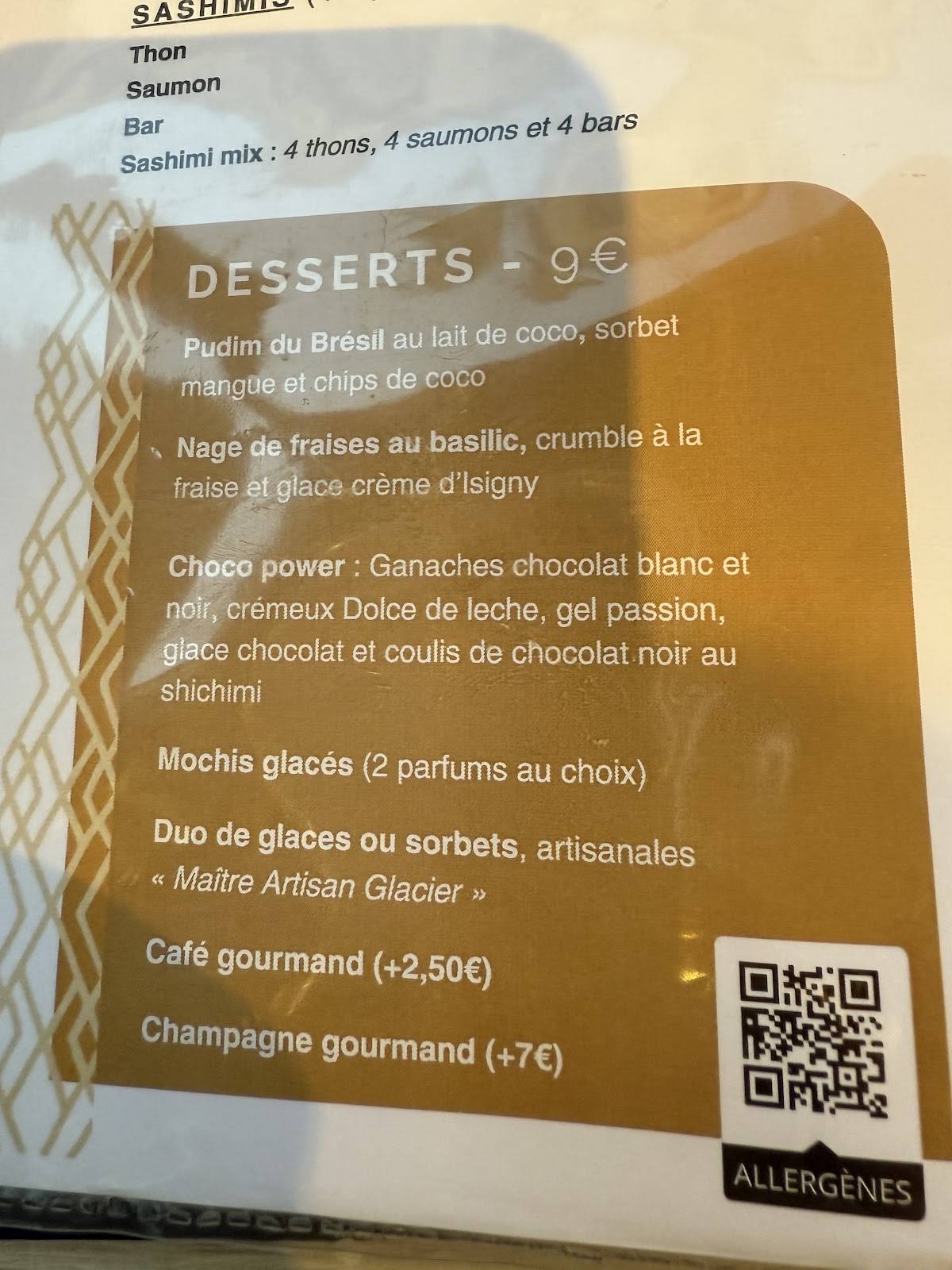 Menu de Koya