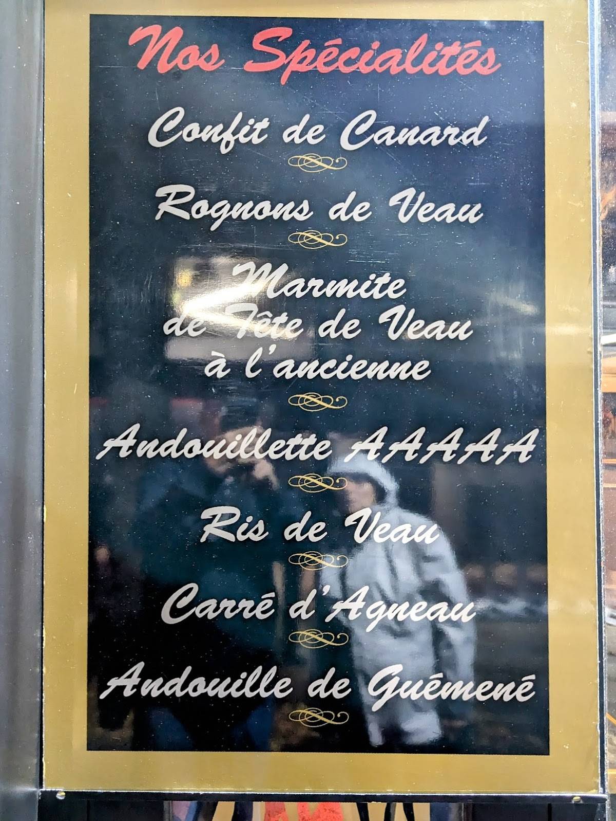 Menu de Restaurant L'Avenue