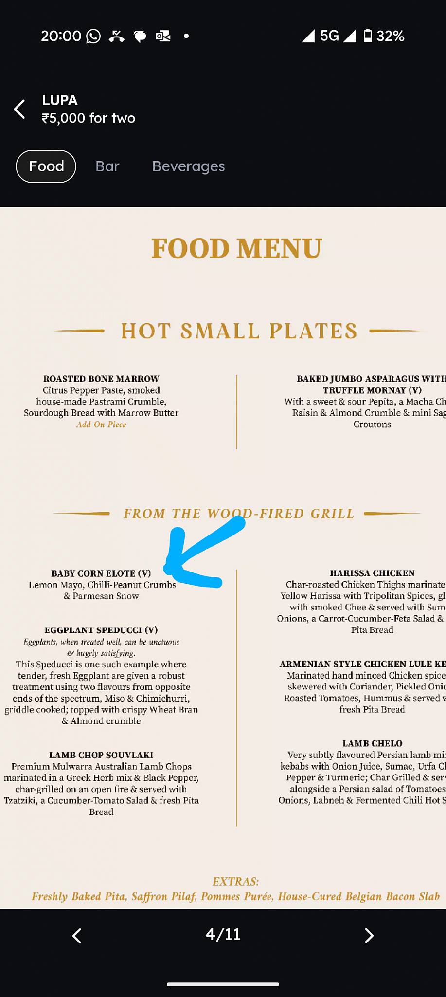 LUPA menu