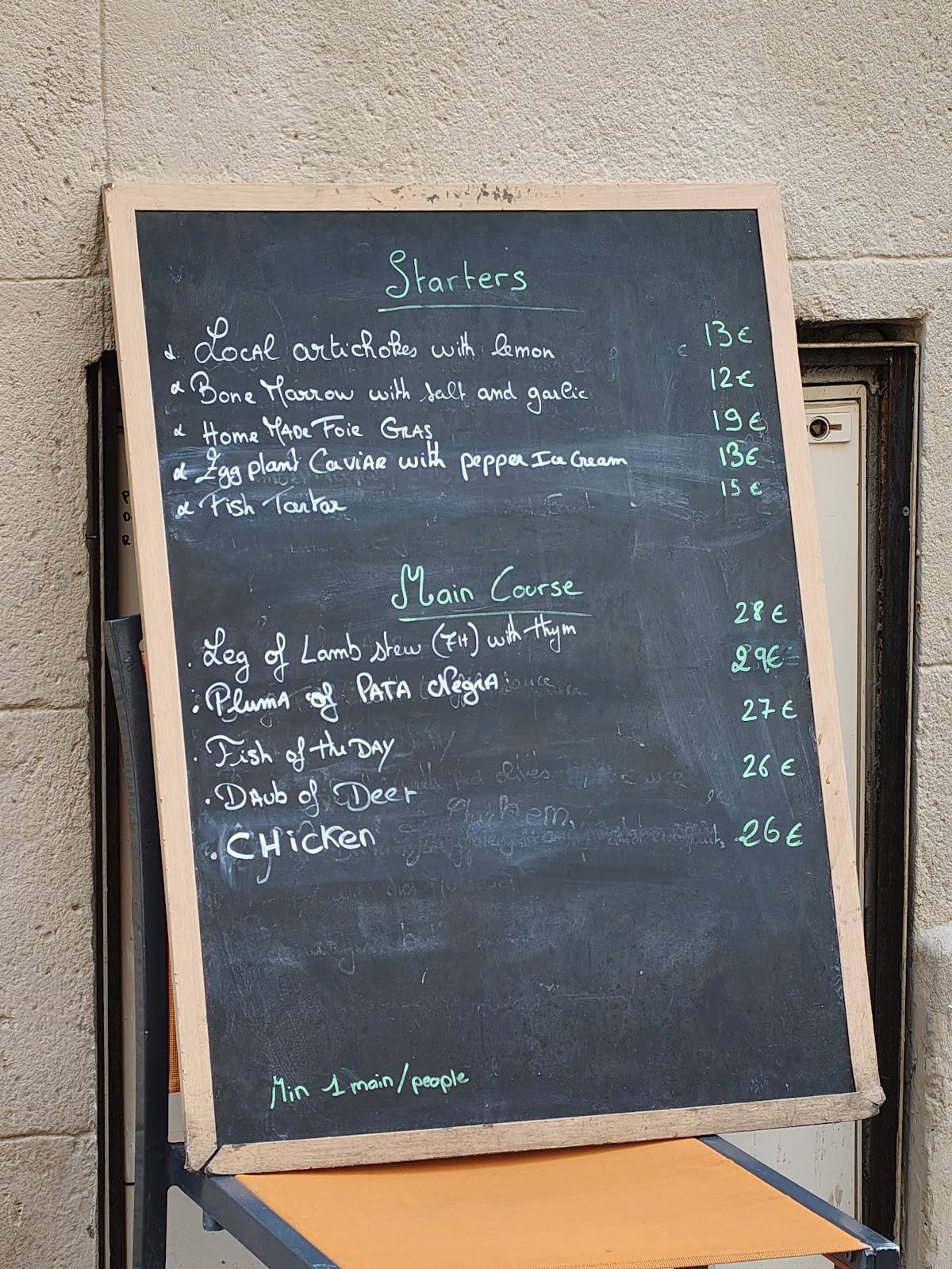 Menu de La Bouchée Restaurant