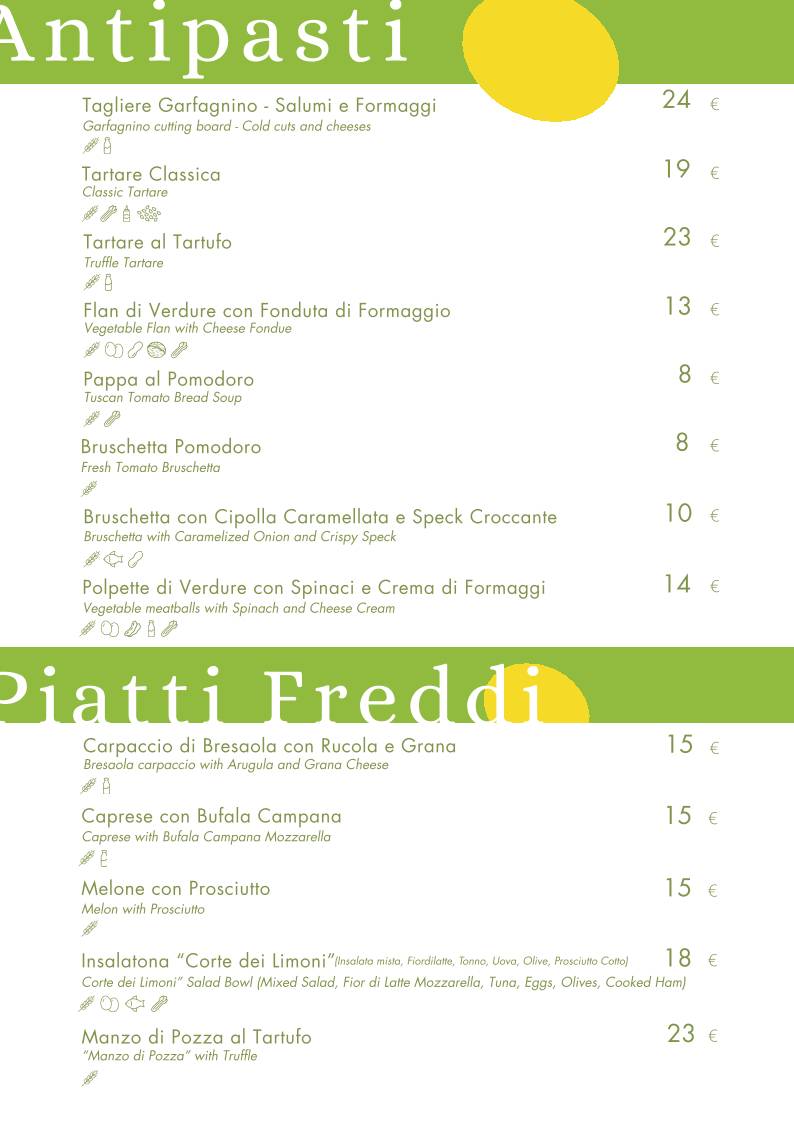 Menu di La Corte dei Limoni 