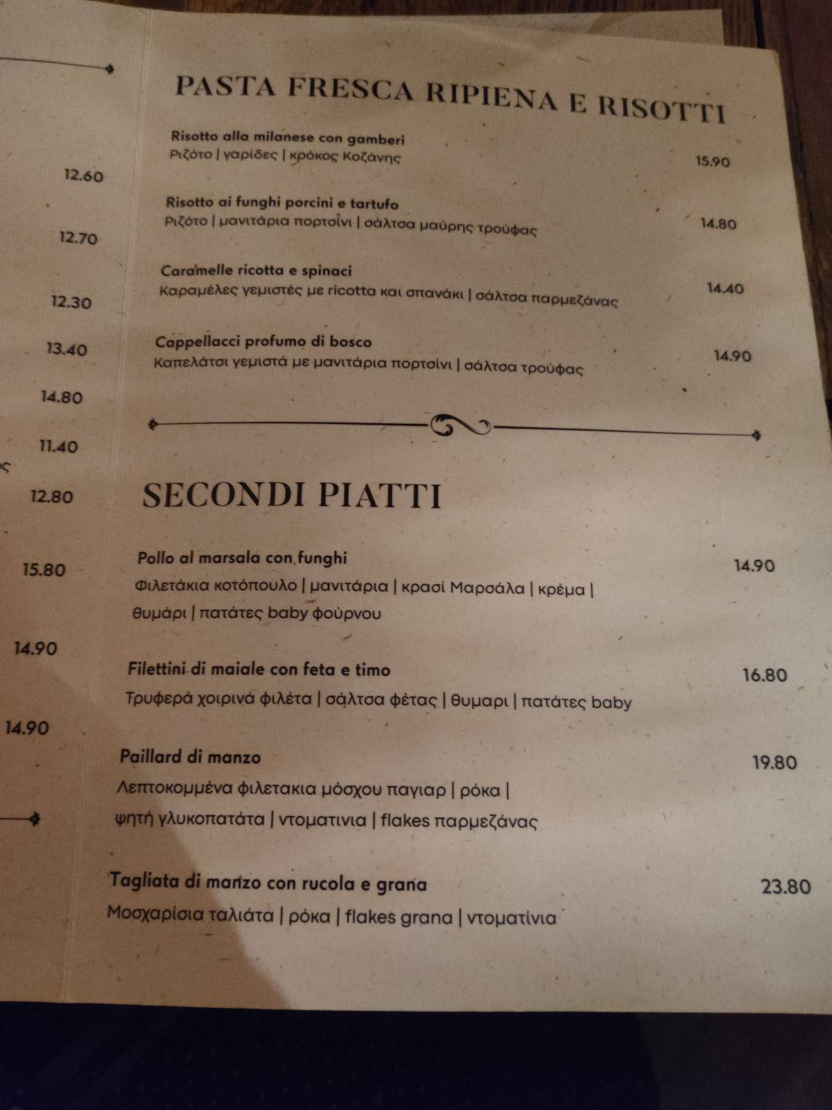 Menu at La Gratella, Chalandri