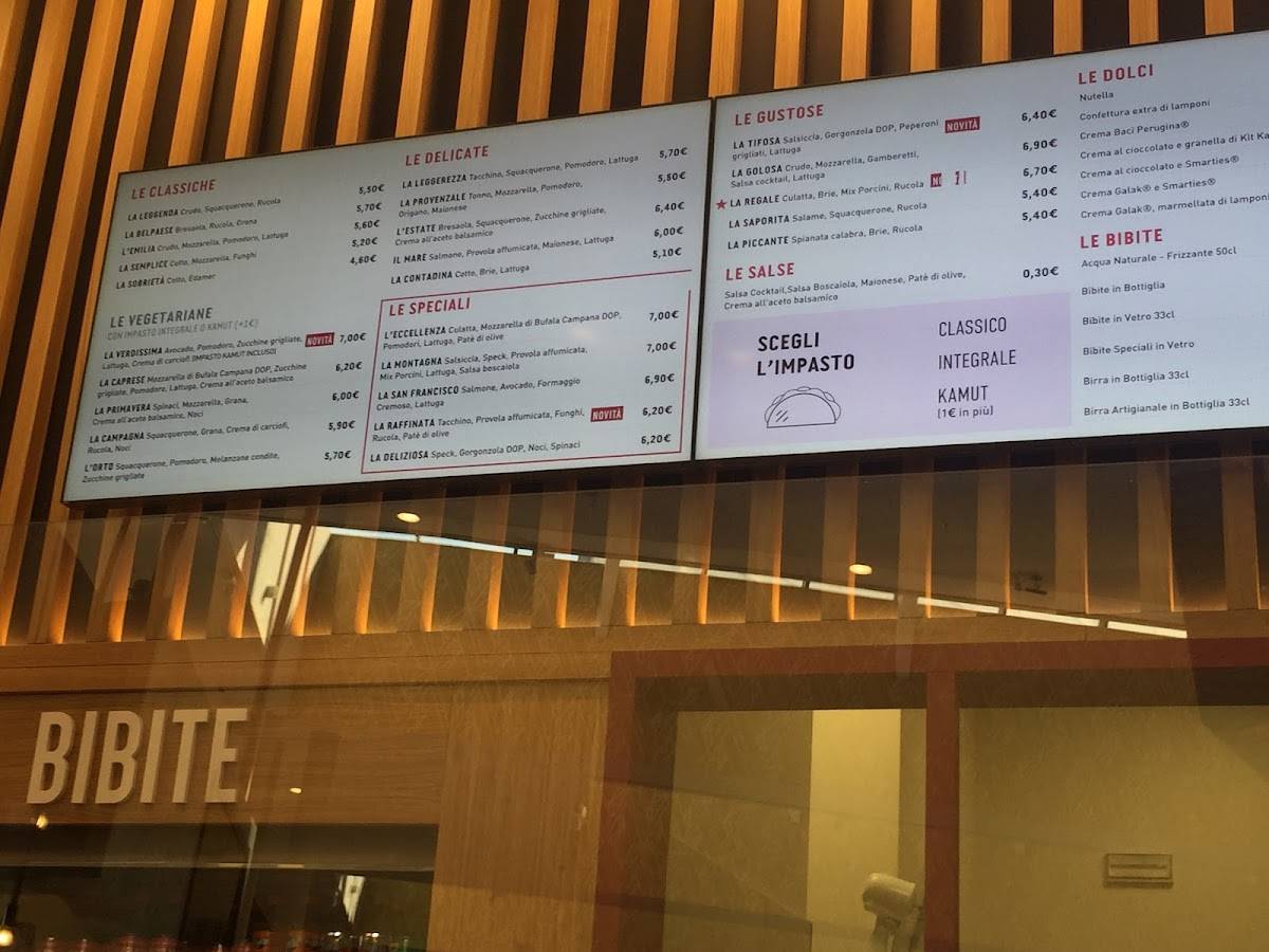 Menu di La Piadineria 