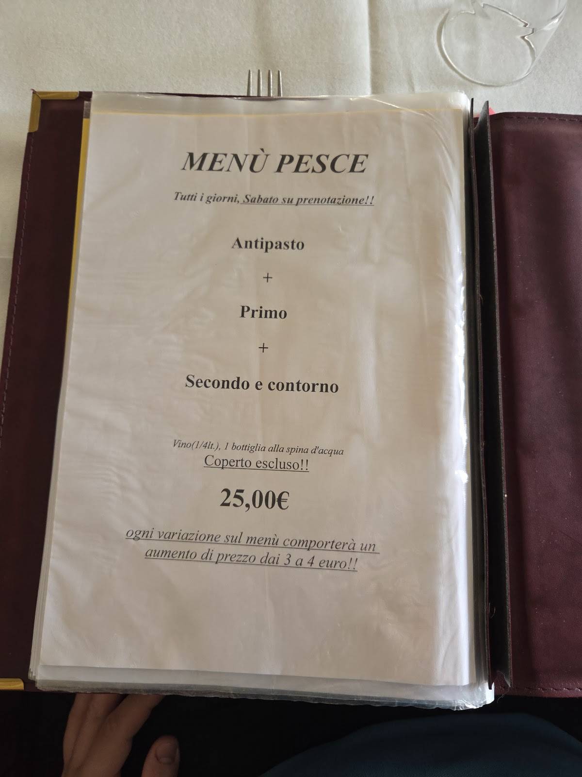 Menu di LA SIESTA 
