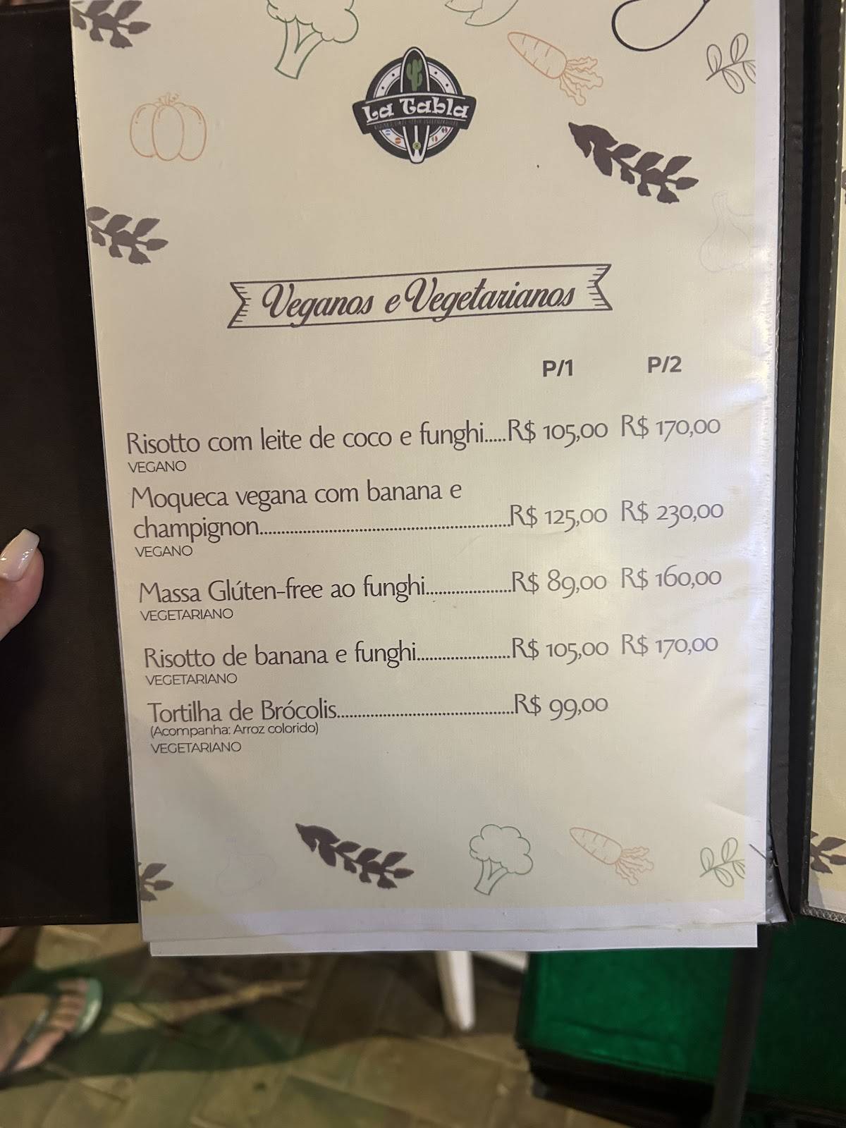 La Tabla Restaurante cardápio