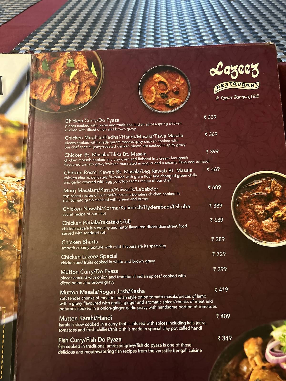 Lazeez Restaurant menu