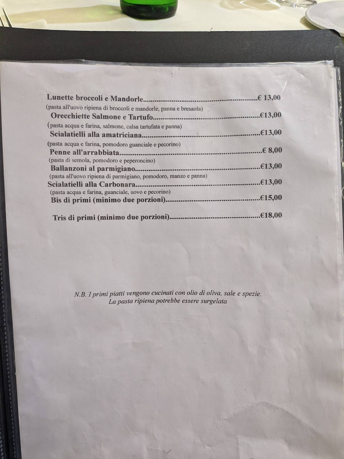Menu di Le Colombe Da Tiziano 