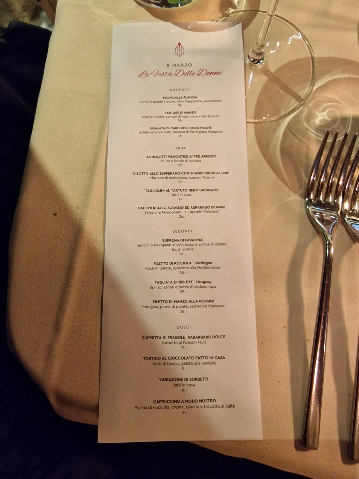 Menu di Lè Fantasy - La tradizione dell'arte 
