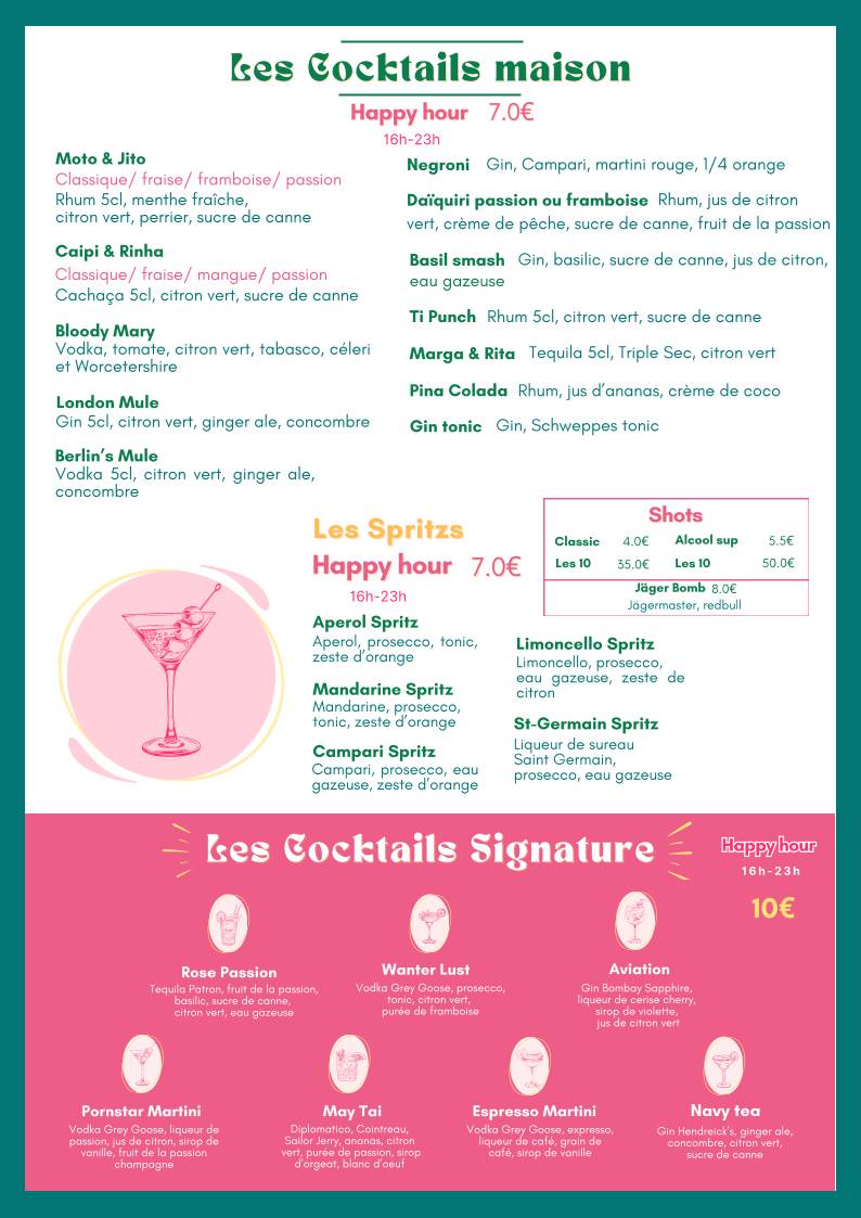 Menu de Le Formidable