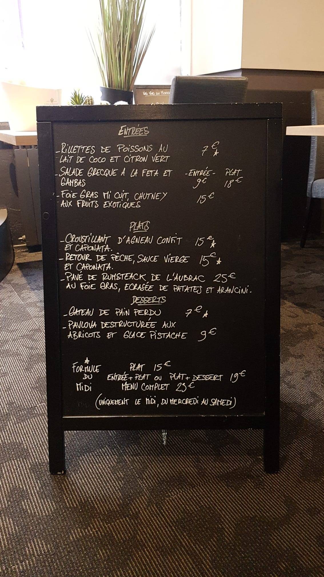 Menu de Le Goût du Voyage