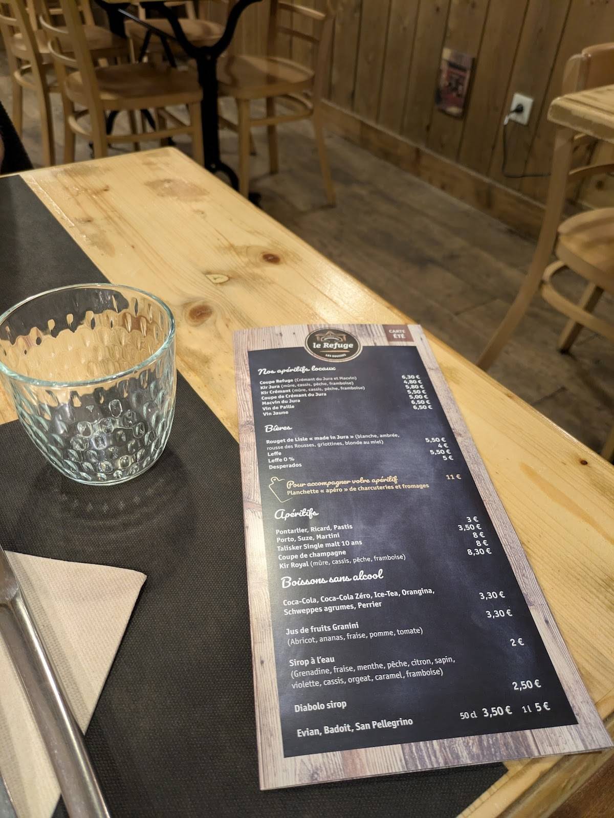Menu de Le Refuge