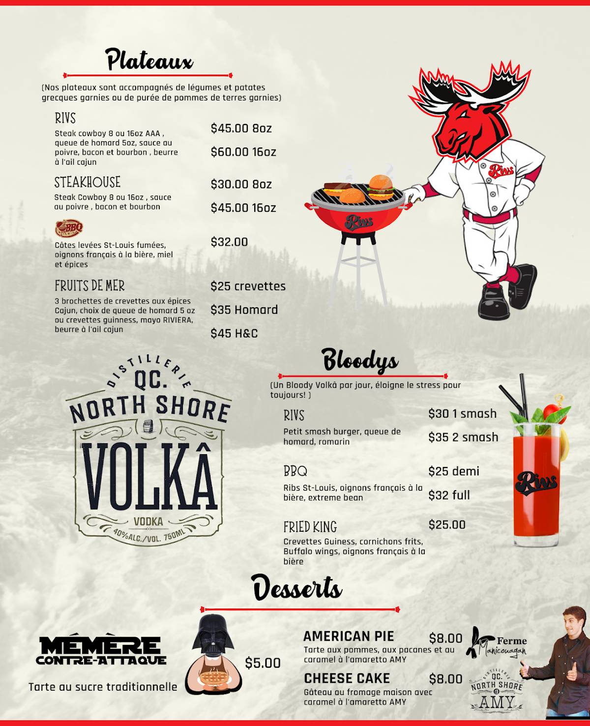 Menu de Le Riviera