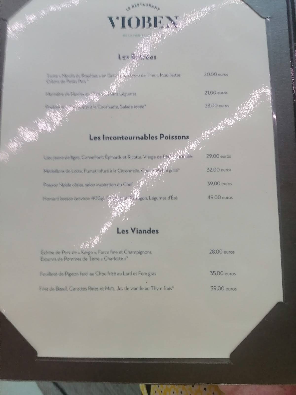 Menu de Restaurant Le Vioben, Port de l'Aber Wrac'h