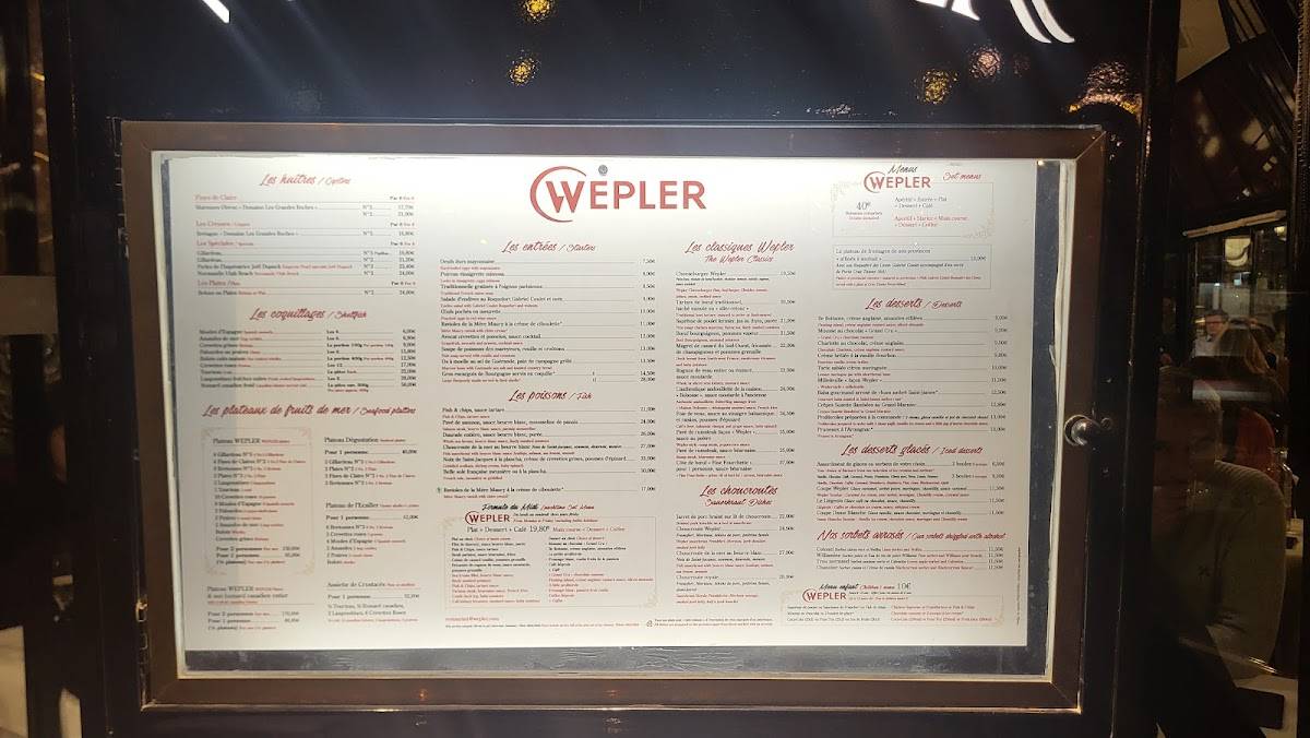 Menu de Le Wepler