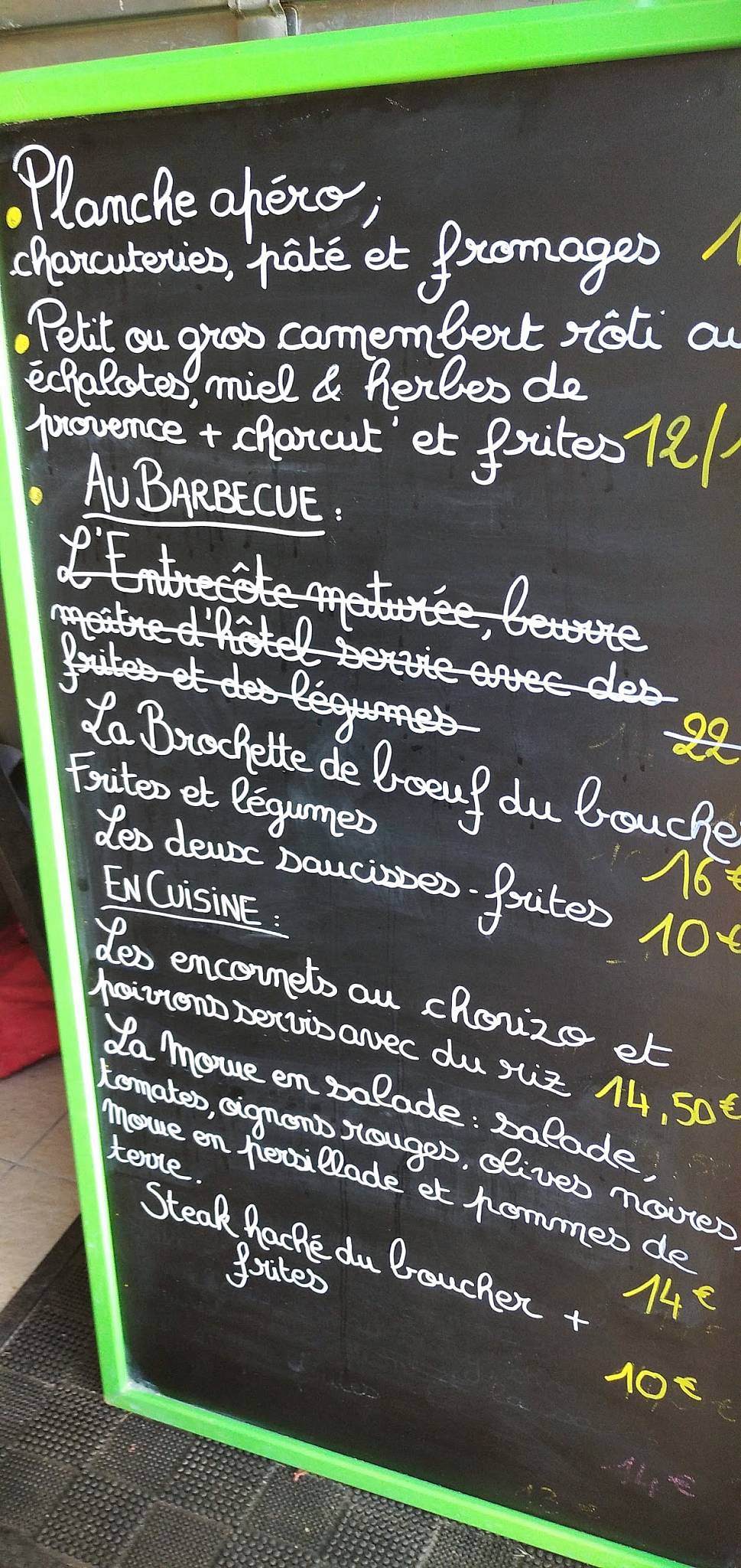 Menu au Les Soeurs Guinguette restaurant, SainteTerre