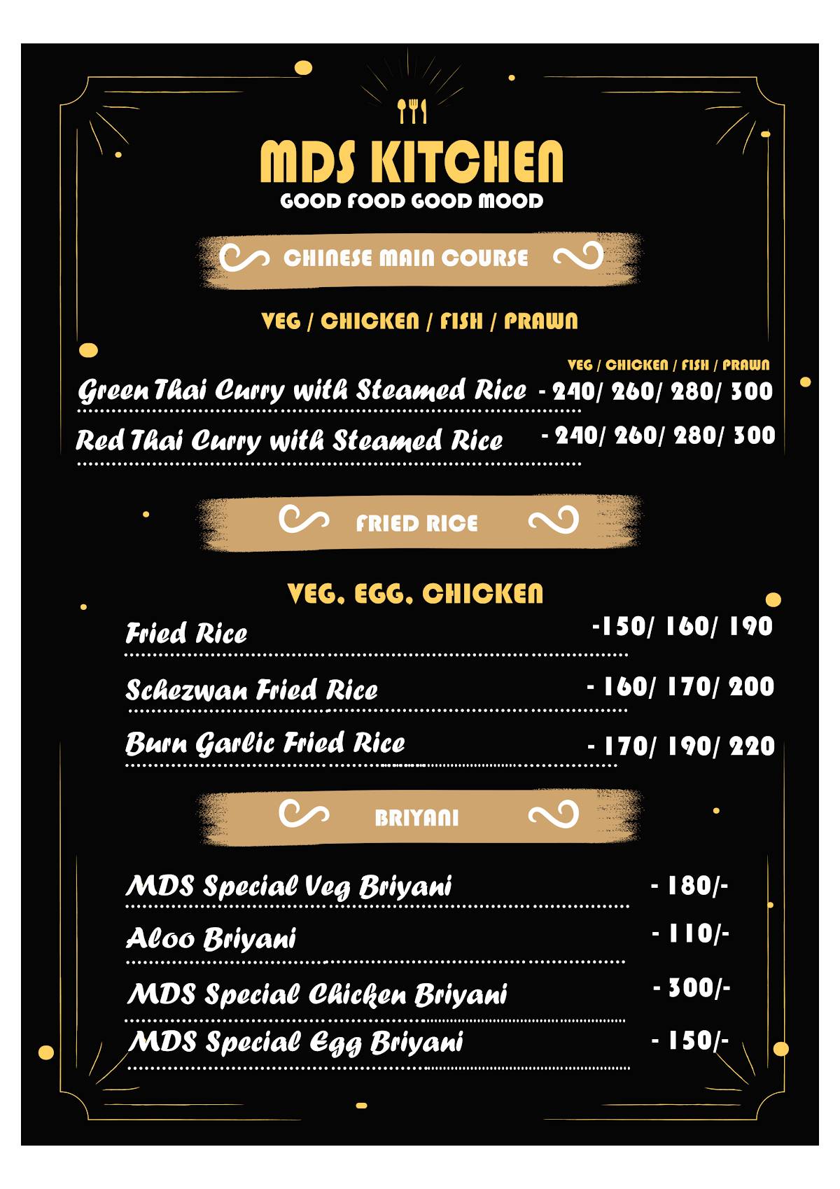 MDS KITCHEN menu