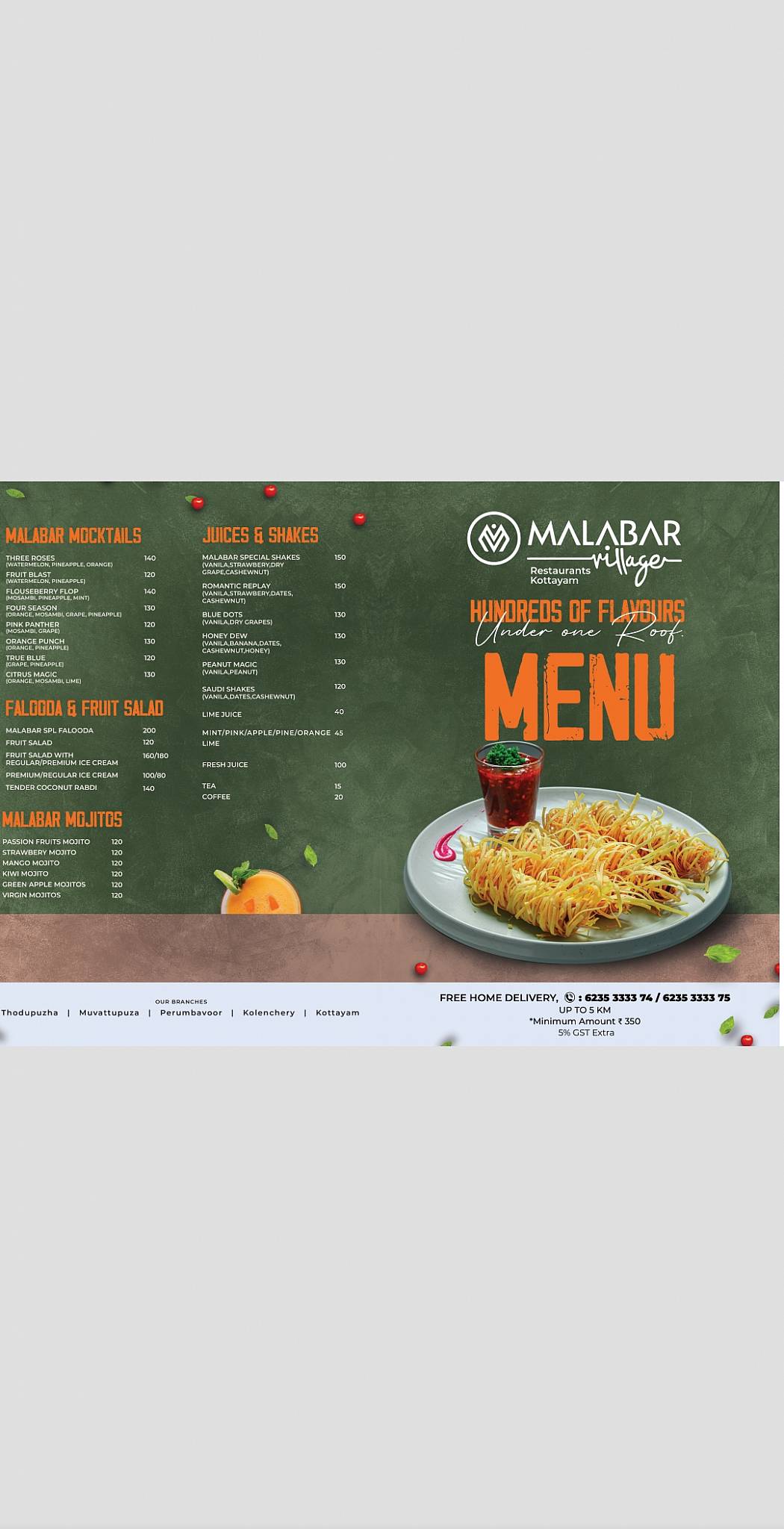 Malabar Village Restaurant menu