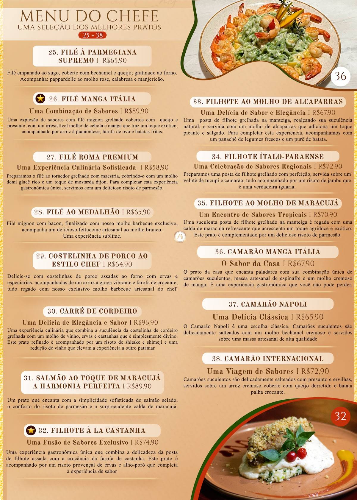 Manga Itália - Restaurante cardápio