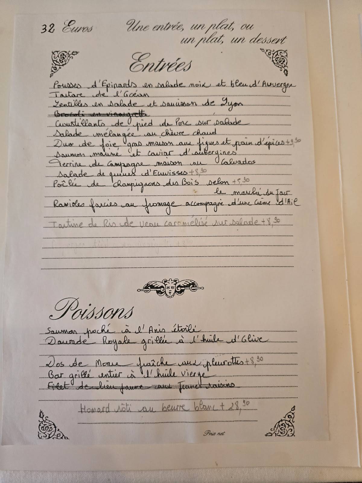 Menu de Marie Edith