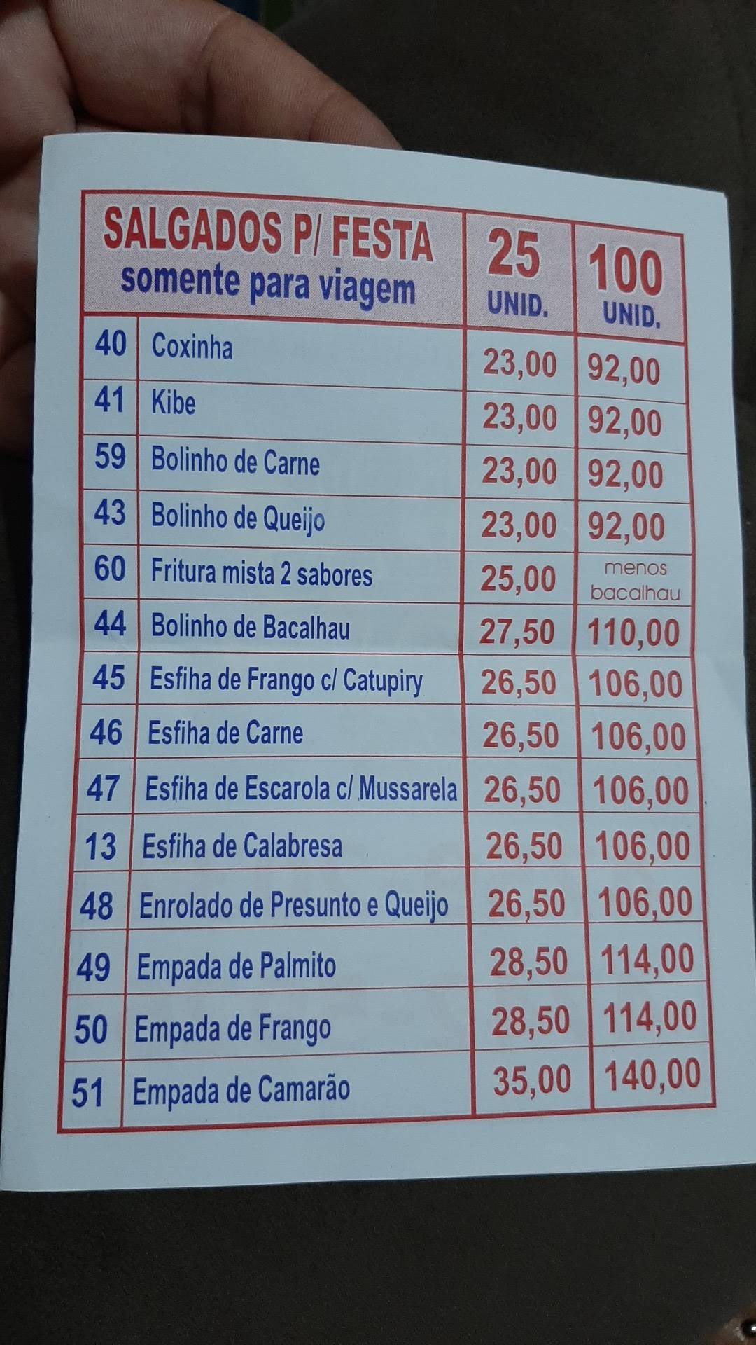Massa Mais cardápio